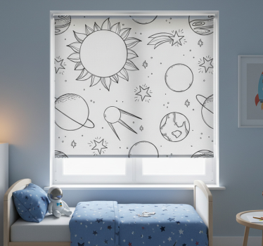 Kinderkamer rolgordijn ruimte doodle - TenStickers