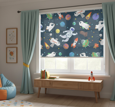 Kinderkamer rolgordijn ruimteschepen - TenStickers
