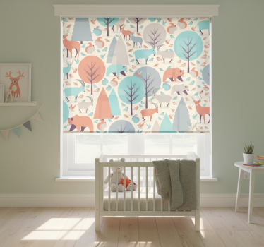 Kinderkamer rolgordijn scandinavisch boslandschap - TenStickers