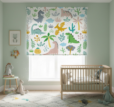 Kinderkamer rolgordijn scandinavisch jurassic patroon - TenStickers