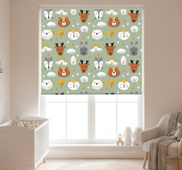 Kinderkamer rolgordijn scandinavische bosdieren - TenStickers