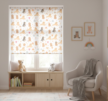 Kinderkamer rolgordijn schattig honden en regenboogpatroon - TenStickers