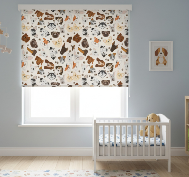Kinderkamer rolgordijn schattig mix puppy en hond patroon - TenStickers