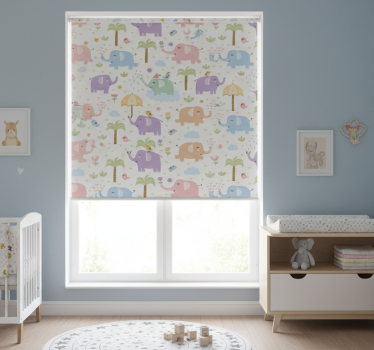 Kinderkamer rolgordijn schattig olifantenpatroon - TenStickers