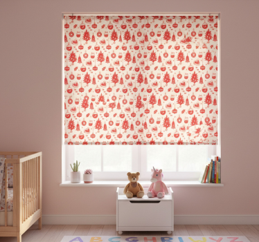 Kinderkamer rolgordijn schattig rood en roze kerstpatroon - TenStickers