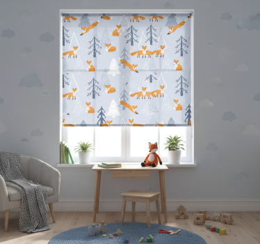 Kinderkamer rolgordijn schattig vos winterbos patroon - TenStickers