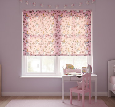Kinderkamer rolgordijn schattige bloemen eenhoorn - TenStickers