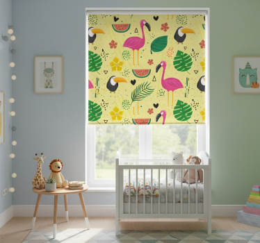Kinderkamer rolgordijn schattige dieren met planten - TenStickers
