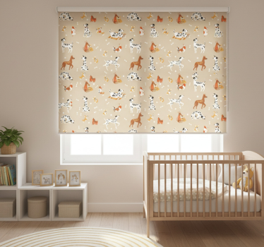 Kinderkamer rolgordijn schattige honden op beige - TenStickers