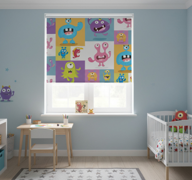 Kinderkamer rolgordijn schattige monsters - TenStickers