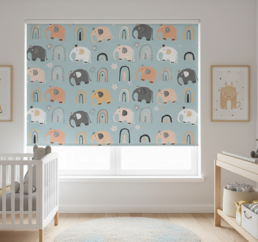Kinderkamer rolgordijn schattige olifanten - TenStickers