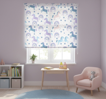 Kinderkamer rolgordijn schattige pastel eenhoorns patroon - TenStickers