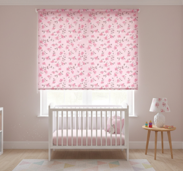 Kinderkamer rolgordijn schattige roze bloemen - TenStickers