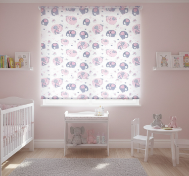 Kinderkamer rolgordijn schattige roze olifanten - TenStickers