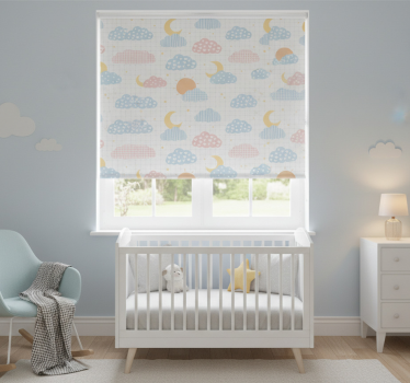 Kinderkamer rolgordijn schattige wolkenpatronen - TenStickers