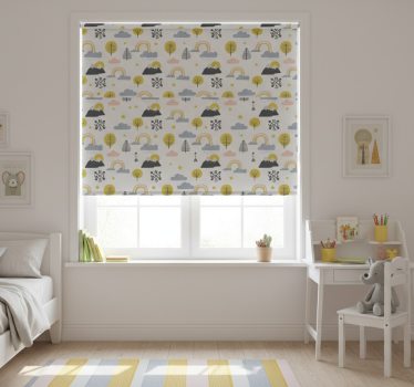 Kinderkamer rolgordijn speelse natuurscène - TenStickers