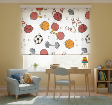 Kinderkamer rolgordijn sportuitrusting doodle stijl - TenStickers