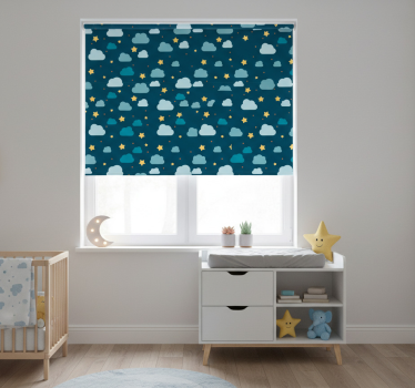 Kinderkamer rolgordijn sterrennacht met wolken - TenStickers