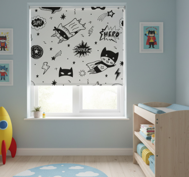Kinderkamer rolgordijn superhelden strippatronen - TenStickers