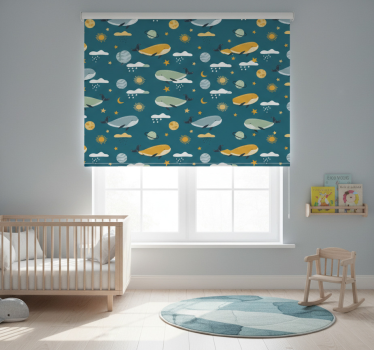 Kinderkamer rolgordijn trendy walvispatroon - TenStickers