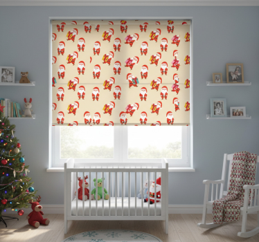 Kinderkamer rolgordijn vrolijke kerstman en cadeaus - TenStickers