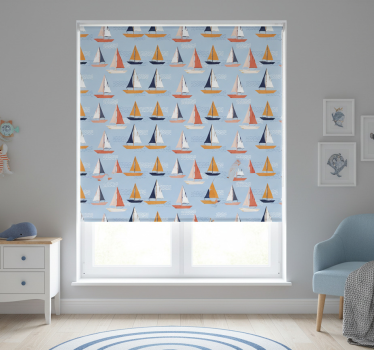 Kinderkamer rolgordijn vrolijke zeilbootjes patroon - TenStickers