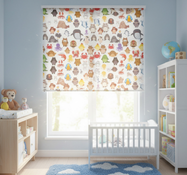 Kinderkamer rolgordijn wilde dieren in kleuren - TenStickers
