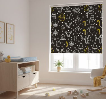 Kinderkamer rolgordijn wit en geel patroon - TenStickers