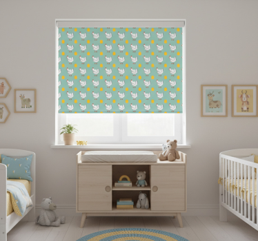 Kinderkamer rolgordijn witte kuikens op blauwe achtergrond - TenStickers