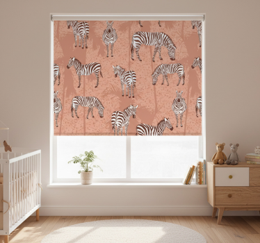 Kinderkamer rolgordijn zebra en palmen bruin - TenStickers