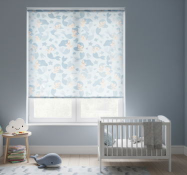 Kinderkamer rolgordijn zeemeermin kind blauw glimlachend - TenStickers