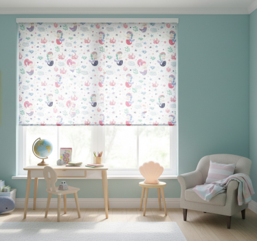 Kinderkamer rolgordijn zeemeermin kind met staartjes - TenStickers