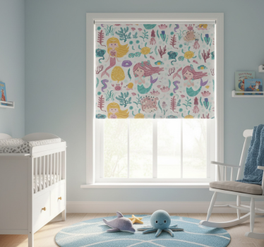 Kinderkamer rolgordijn zeemeerminnen en krabben - TenStickers
