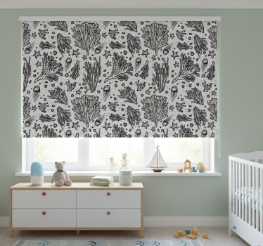 Kinderkamer rolgordijn zwarte silhouetten zeedieren - TenStickers