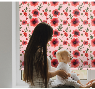 Klaproos bloemenpatroon rolgordijn bloemen en planten - TenStickers
