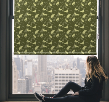 Rolgordijn woonkamer met groene vogels victoriaanse stijl - TenStickers