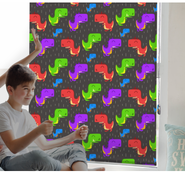 Kleurrijke zwarte patronen dinosaurus rolgordijn - TenStickers