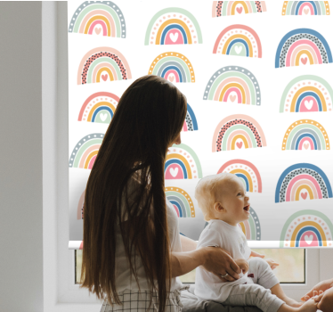 Kleurrijke hartregenbogen kinderkamer rolgordijn - TenStickers
