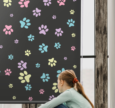 Kleurrijke pootafdrukken rolgordijn dieren - TenStickers