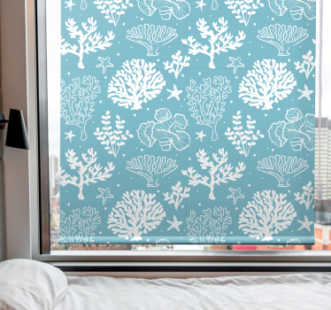 Koraalrif silhouetten rolgordijn bloemen en planten - TenStickers