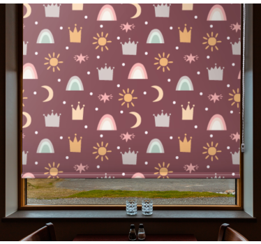 Kroon- en regenboogpatroon rolgordijn babykamer - TenStickers