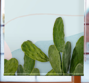 Kunst rolgordijnën "kawaii"-achtige vormen met cactus - TenStickers