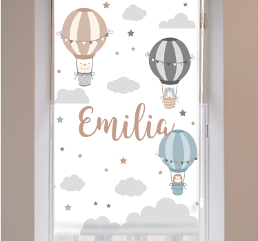 Kunst rolgordijnën Pastelkleurige ballonnen en wolken - TenStickers
