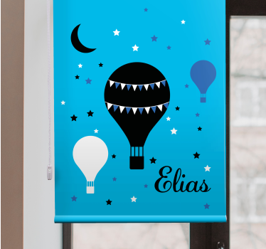 Kunst rolgordijnën Zwarte en blauwe ballonnen met sterren en maan - TenStickers