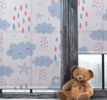 Lachend wolkenpatroon rolgordijn babykamer - TenStickers