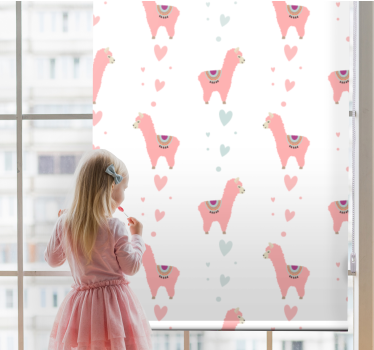 Lama liefdesharten kinderkamer rolgordijn - TenStickers