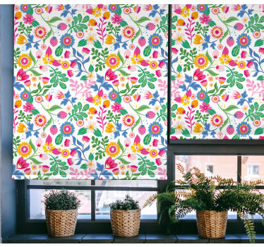 Levendig botanisch motief rolgordijn bloemen en planten - TenStickers