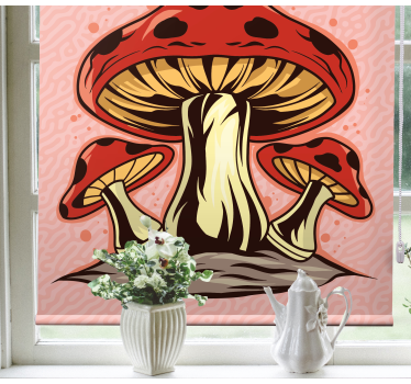 Levendig paddenstoelen trio rolgordijn bloemen en planten - TenStickers