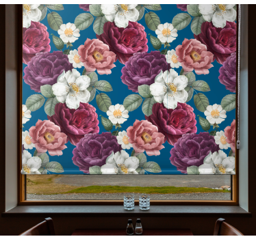Levendig rozenarrangement rolgordijn bloemen - TenStickers