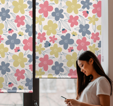 Levendige botanische motieven rolgordijn bloemen en planten - TenStickers